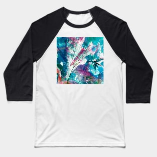 Intuitive Organic Abstract Watercolor in Blue Baseball T-Shirt